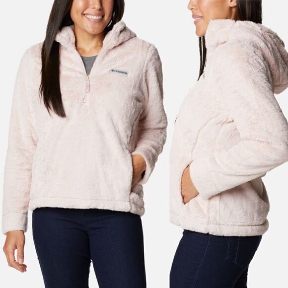 COLUMBIA Blush Pink Bundle Up Hooded Fleece Pullover - Picture 1 of 17